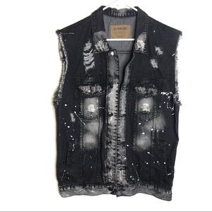 Carbon distressed denim vest size Large